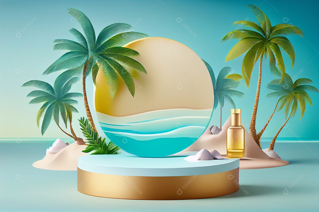 Cenário com pódio conceito praia