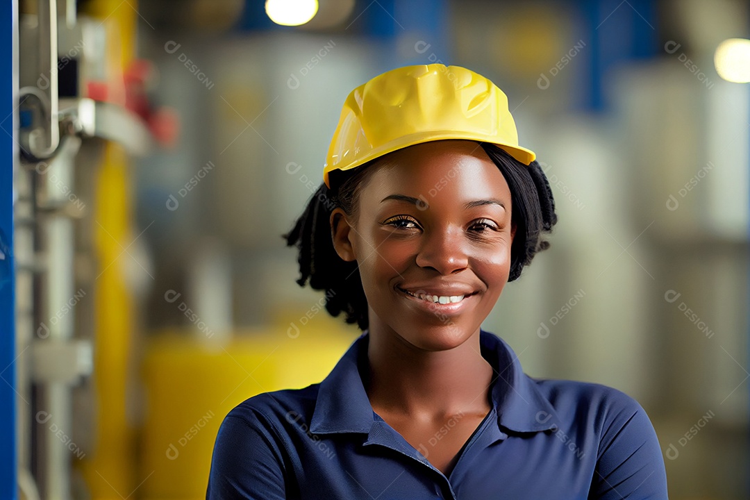 Mulher negra atendente de boné