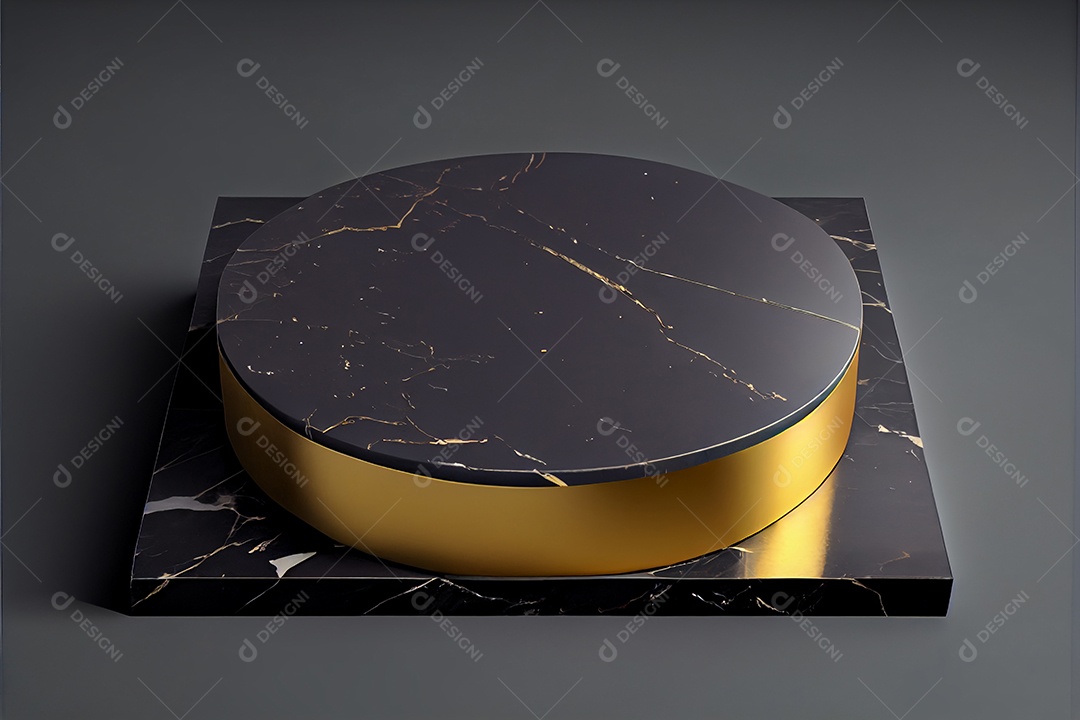 Cenário pódio preto com dourado
