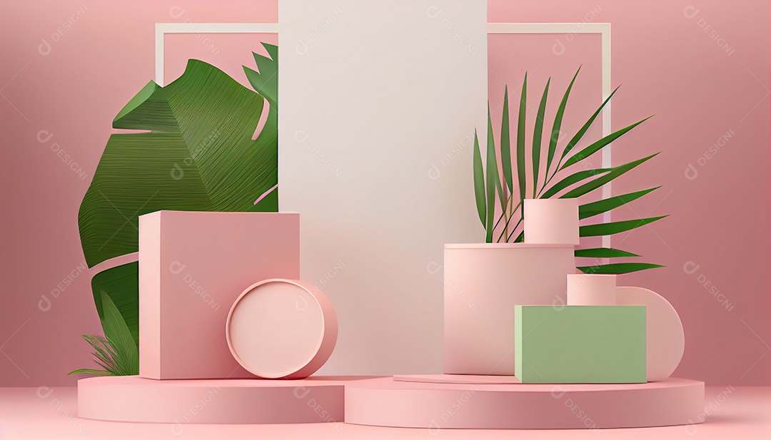 Cenário pódio rosa