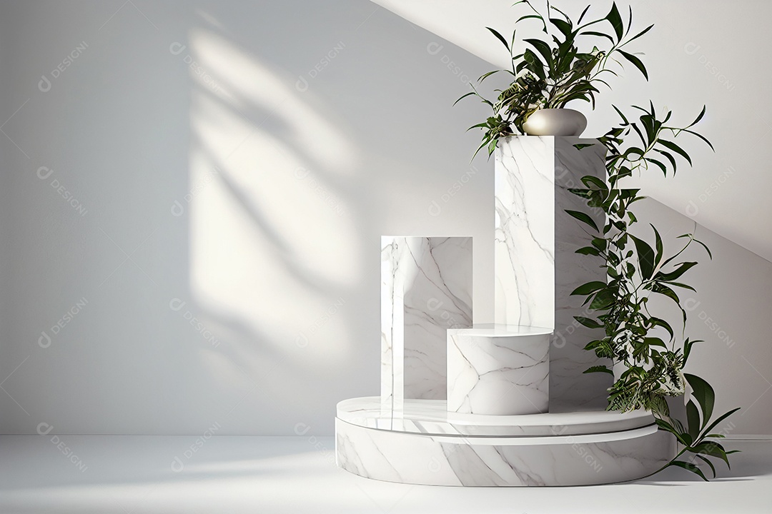 Cenário pódio mármore branco