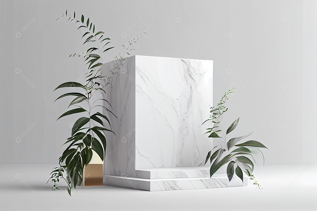 Cenário pódio mármore branco