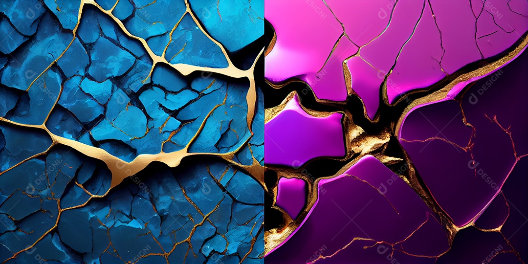 Textura craquelada azul e rosa