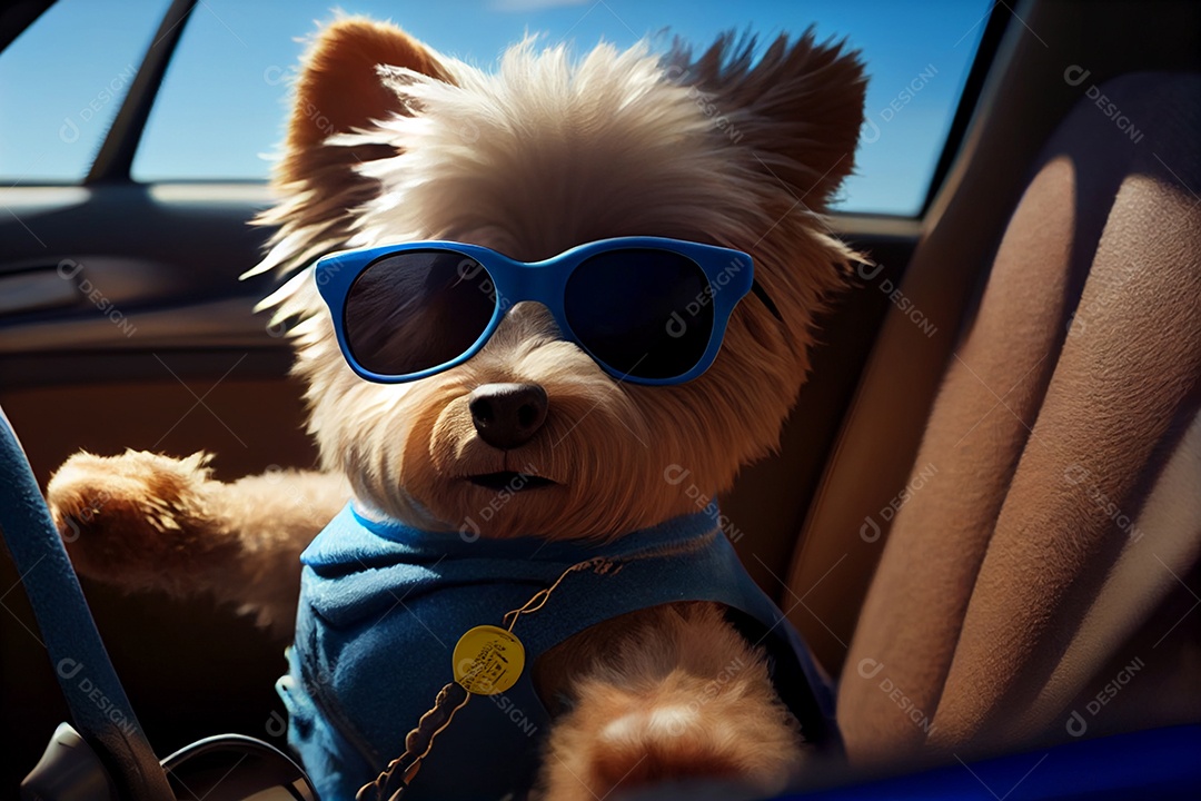 Ilustração de cachorro fofo de óculos escuro