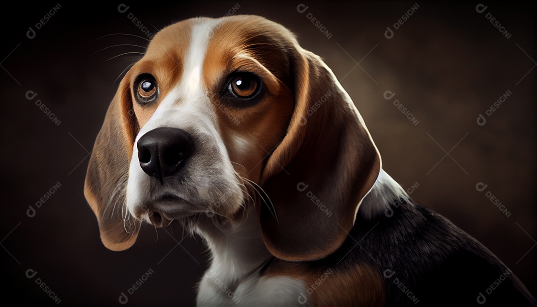 Ilustração de cachorro fofo em fundo escuro