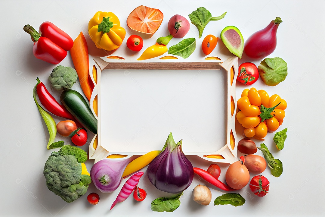 Moldura de frutas e vegetais saudáveis