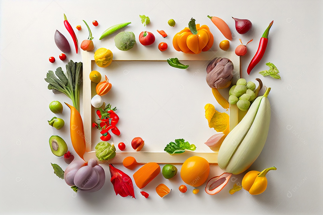 Moldura de frutas e vegetais saudáveis