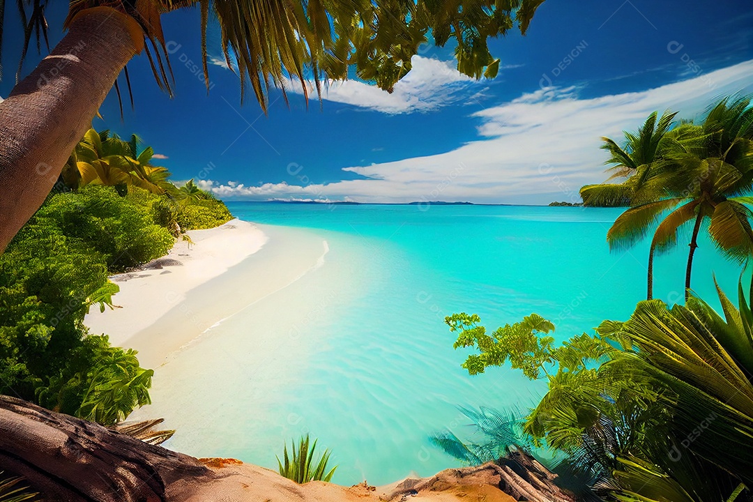 Ilustração de uma bela praia tropical