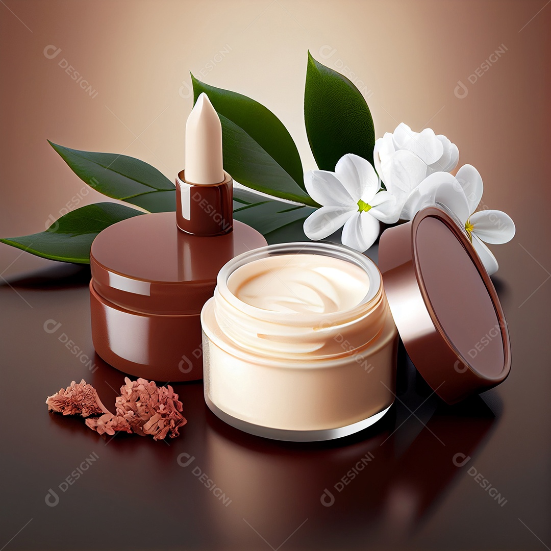 Frasco de cosméticos marrom