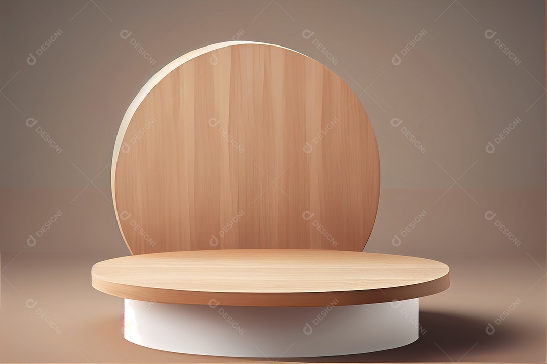 Pódio de madeira em fundo marrom
