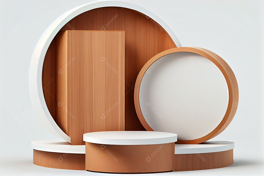 Pódio de madeira em fundo branco