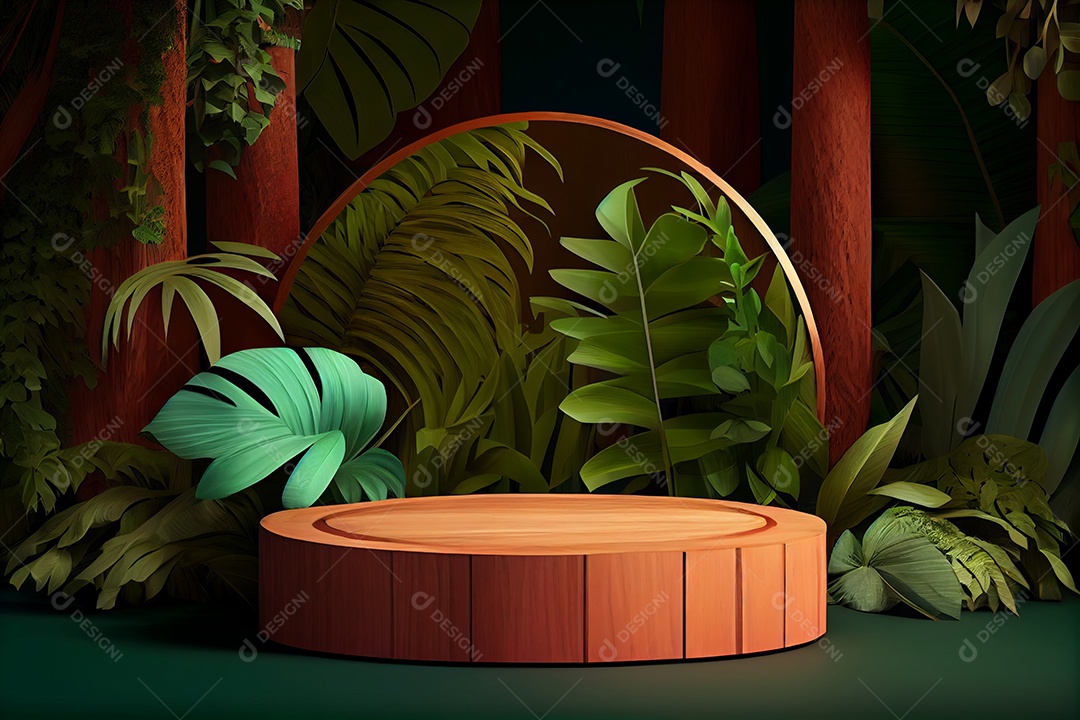 Pódio com fundo tropical