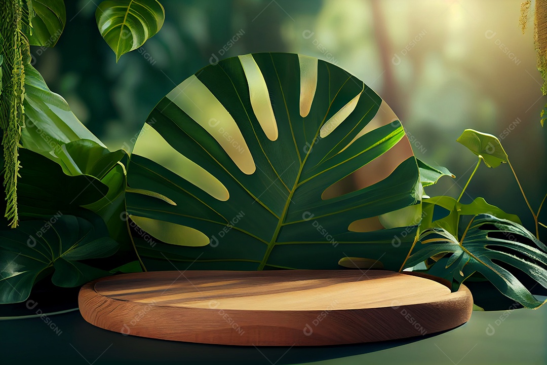 Pódio com fundo tropical