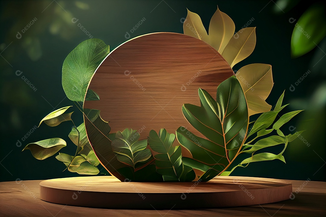 Pódio com fundo tropical