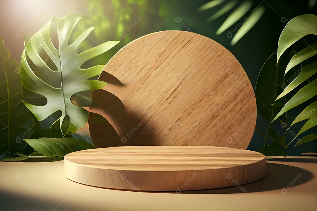 Pódio com fundo tropical
