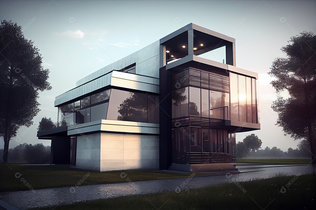 Exterior de uma casa moderna e luxuosa