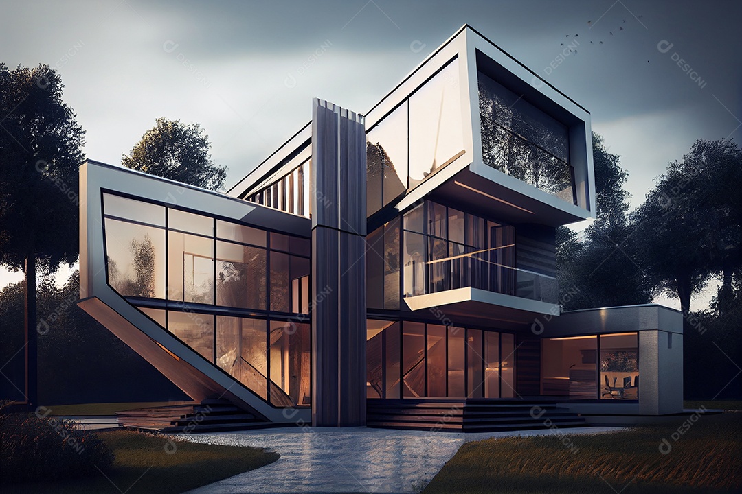 Exterior de uma casa moderna e luxuosa