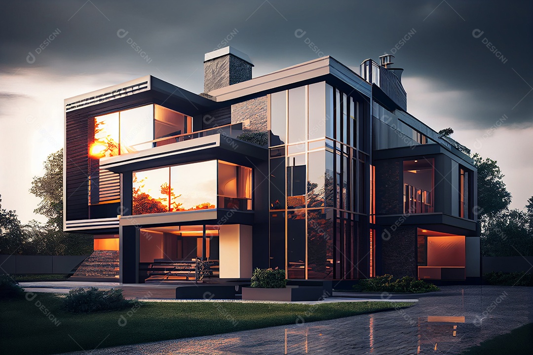 Exterior de uma casa moderna e luxuosa