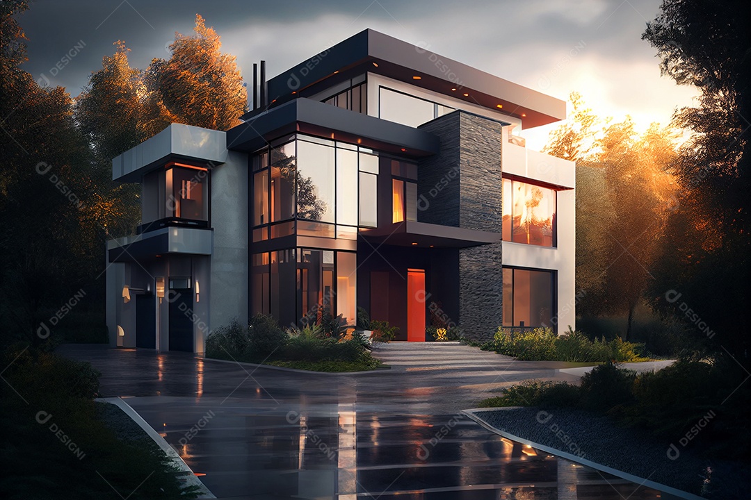 Exterior de uma casa moderna e luxuosa