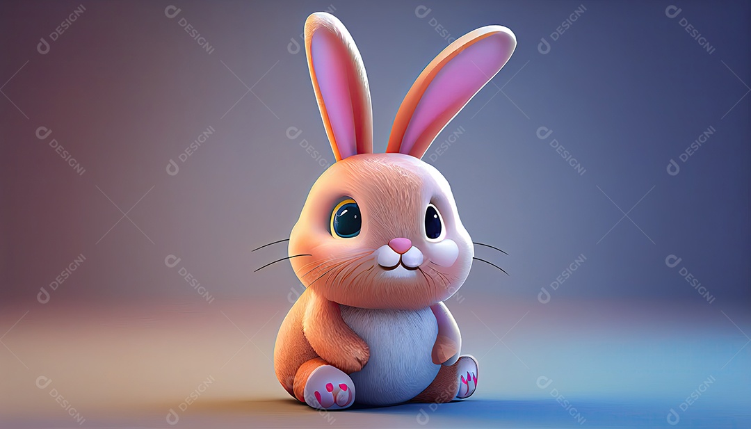 Desenho animado de coelho da páscoa sobre um lindo campo