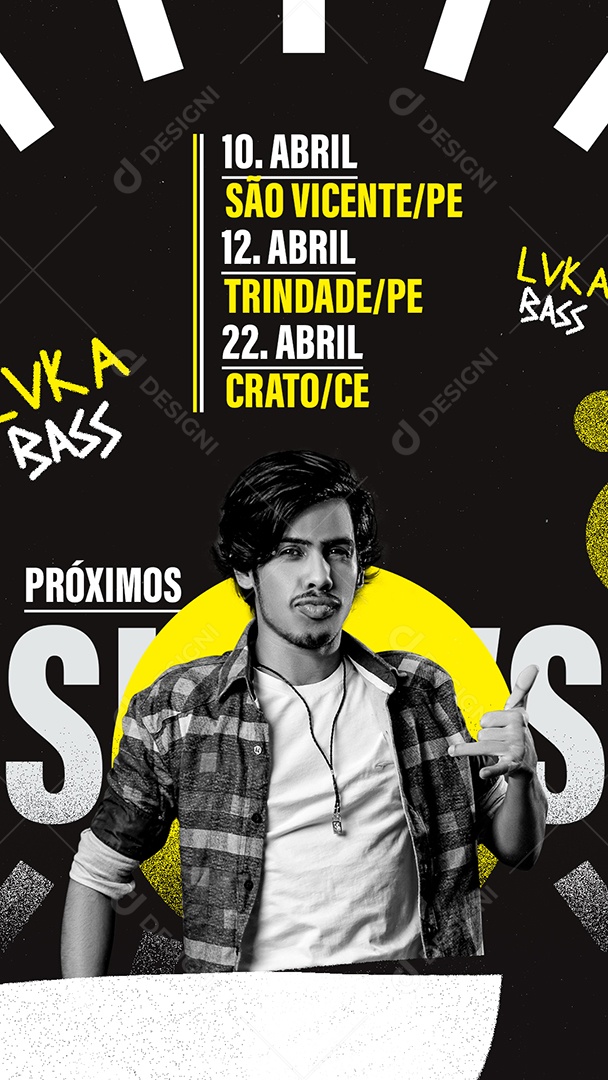 Story Próximos Shows Luka Bass Flyer Social Media PSD Editável