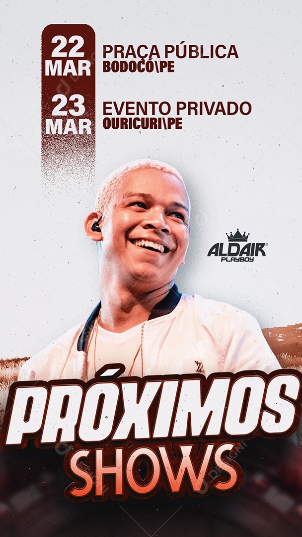 Story Próximos Shows Aldair Playboy Flyer Social Media PSD Editável