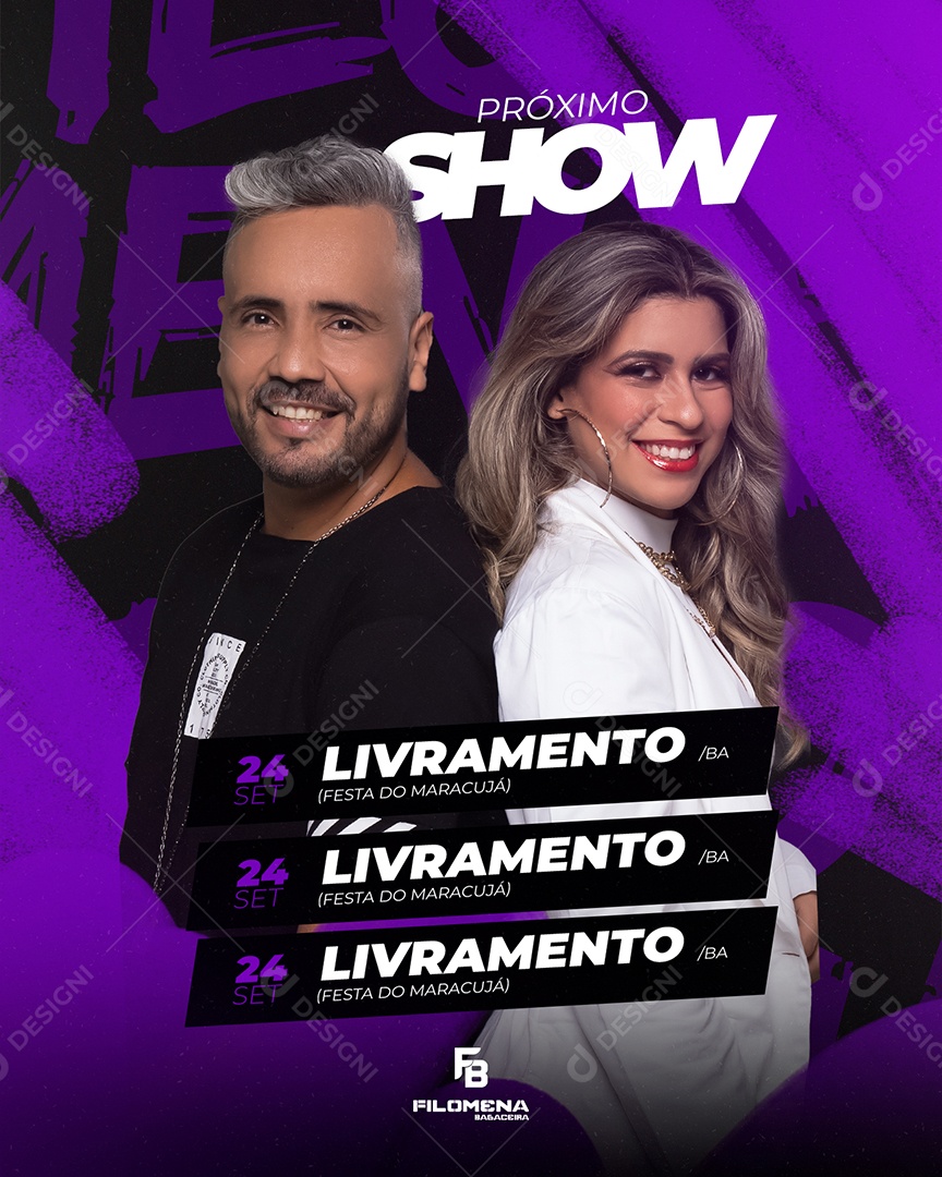 Próximo Show Filomena Bagaceira Flyer Social Media PSD Editável