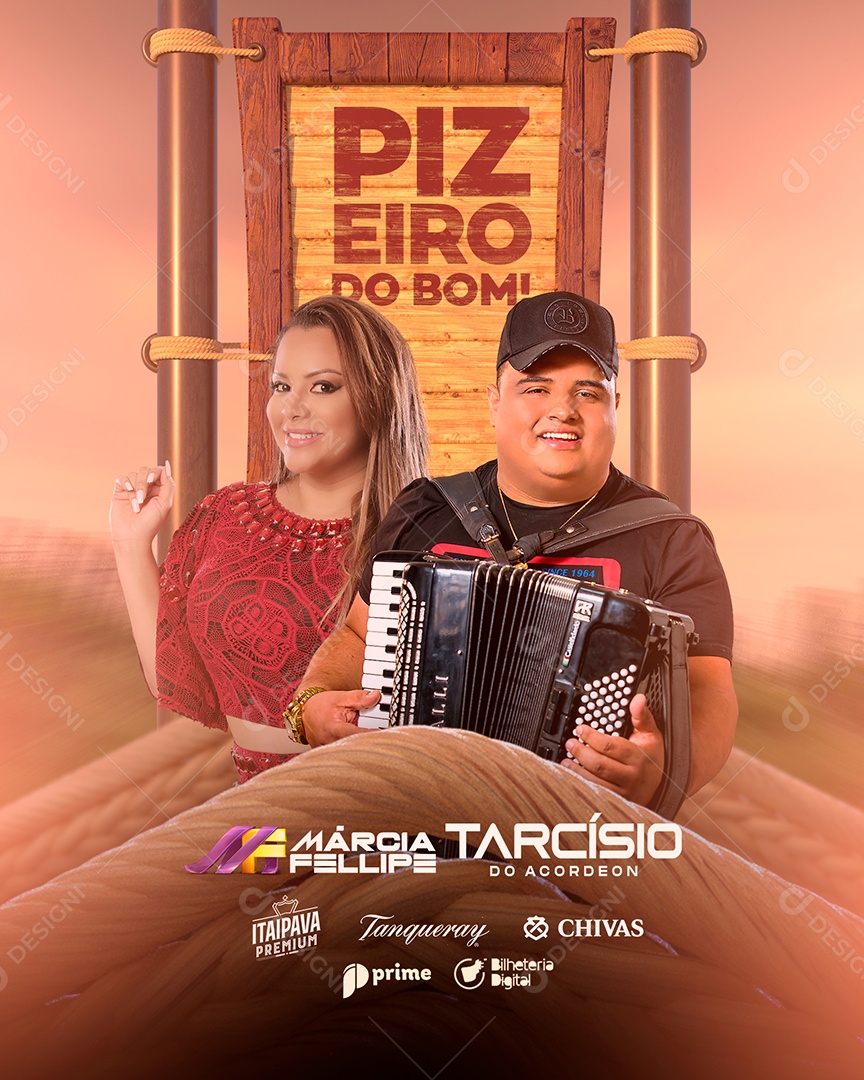 Pizeiro Do Bom Márcia Felipe Tarcísio Do Acordeon Flyer Social Media PSD Editável