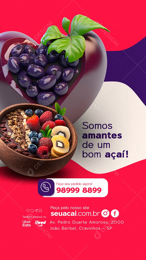 Story Somos Amantes de Um Bom Açaí Açaiteria Social Media PSD Editável