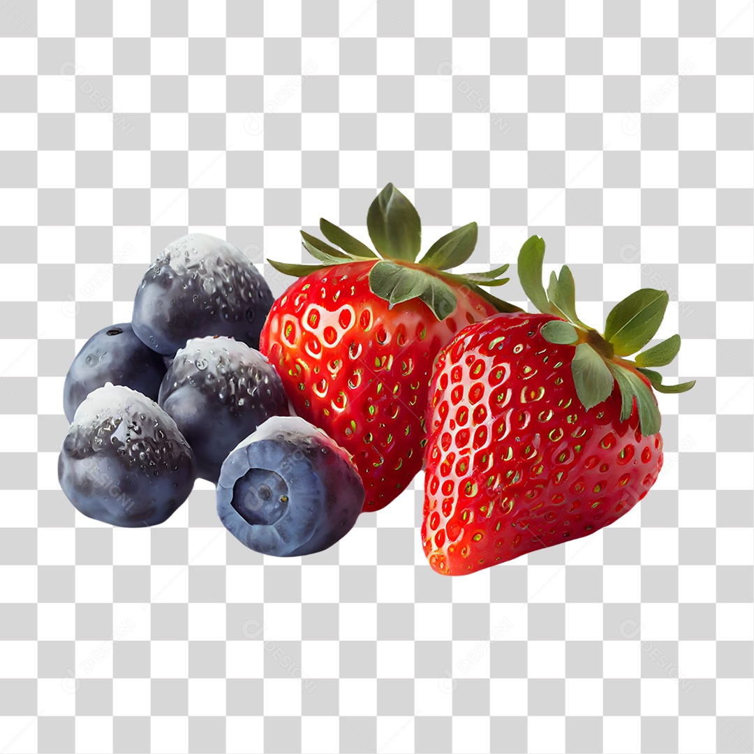 Fruta Morango Com Mirtilo PNG Transparente