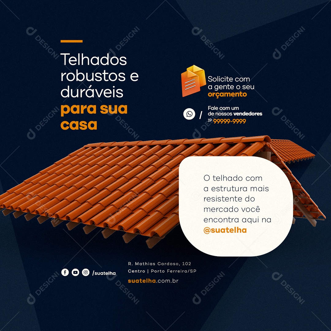 Telhados Robustos e Duráveis Para Sua Casa Materiais De Construção Social Media PSD Editável