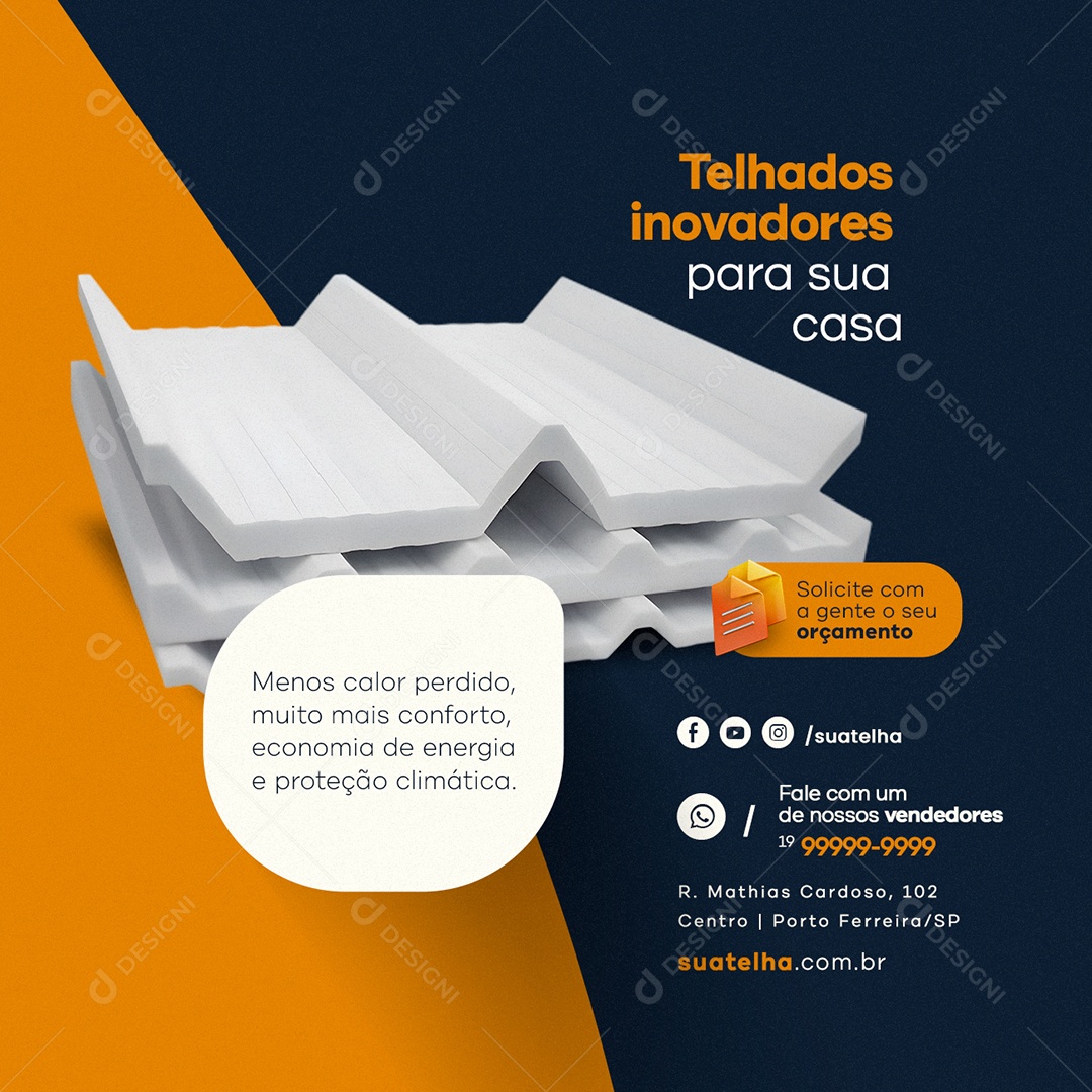 Telhados Inovadores Para Sua Casa Materiais De Construção Social Media PSD Editável