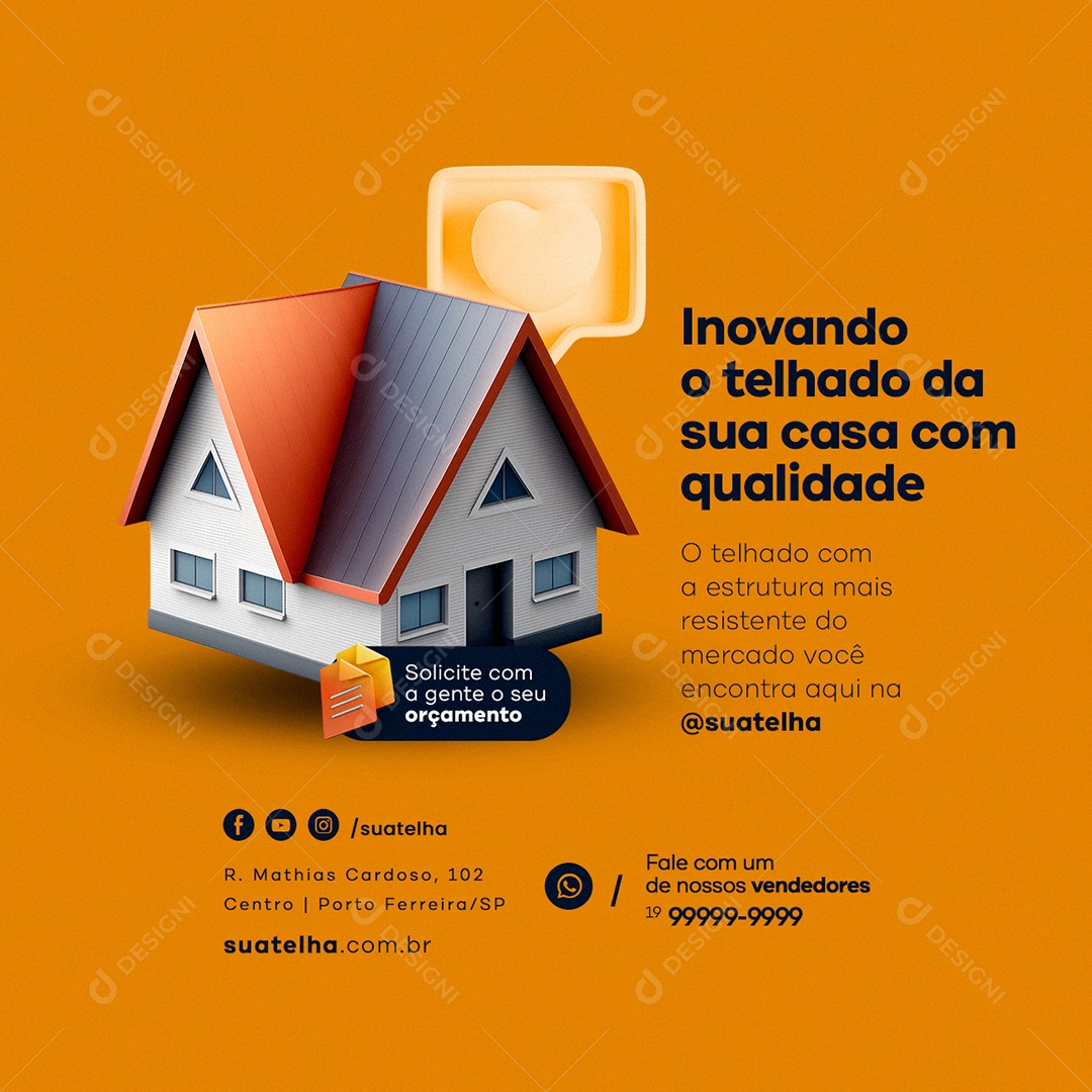 Inovando o Telhado Da Sua Casa Com Qualidade Materiais De Construção Social Media PSD Editável