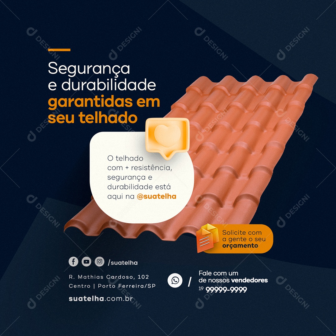 Segurança e Durabilidade Garantidas Em Seu Telhado Materiais De Construção Social Media PSD Editável