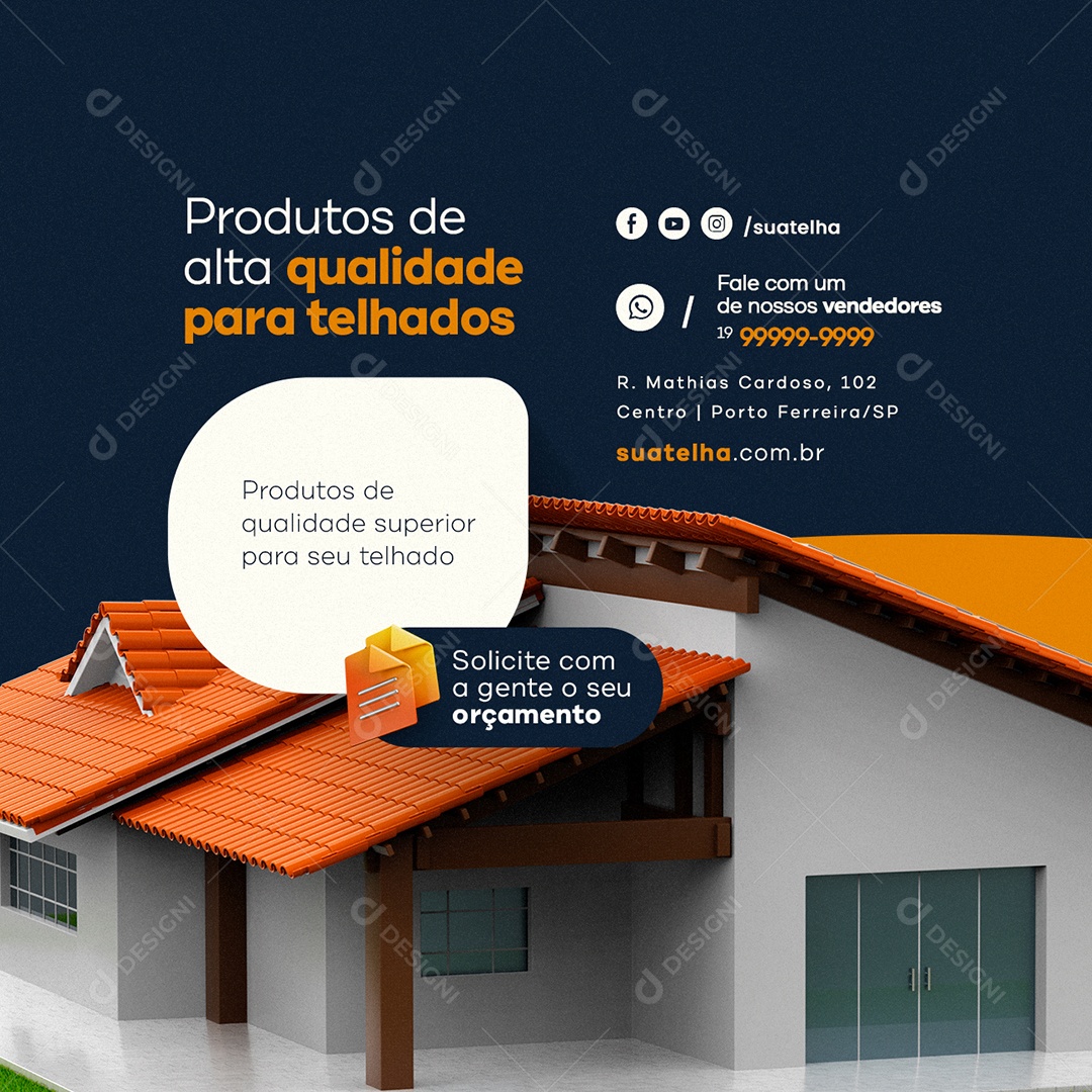 Produtos De Alta Qualidade Para Telhados Materiais De Construção Social Media PSD Editável