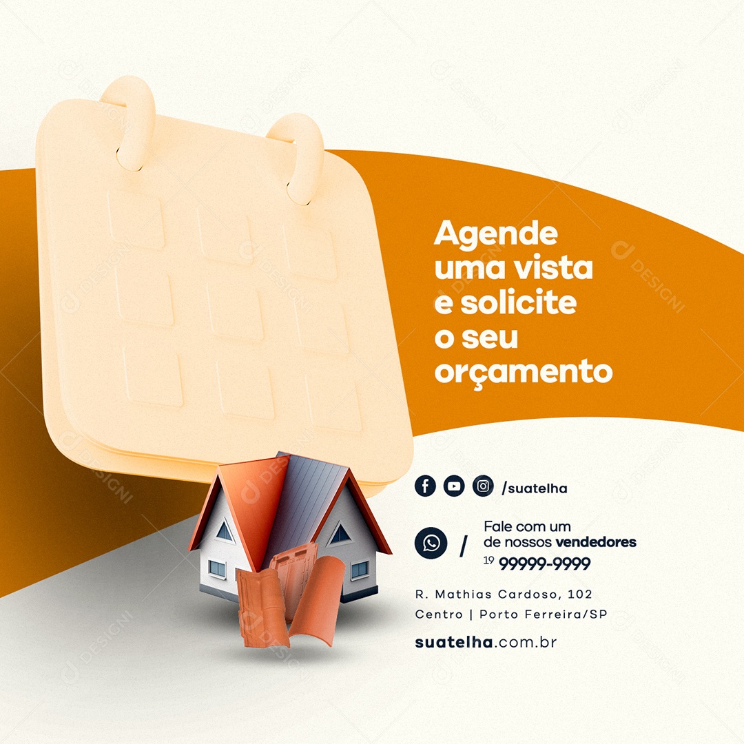 Agende Uma Vista e Solicite O Seu Orçamento Materiais De Construção Social Media PSD Editável