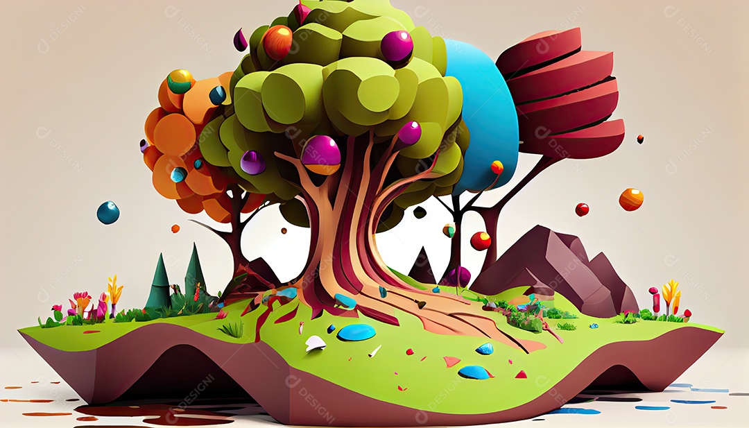 Projeto dos desenhos animados ilustração de plantação de árvores colorido Dia da Terra a importância de amar a natureza