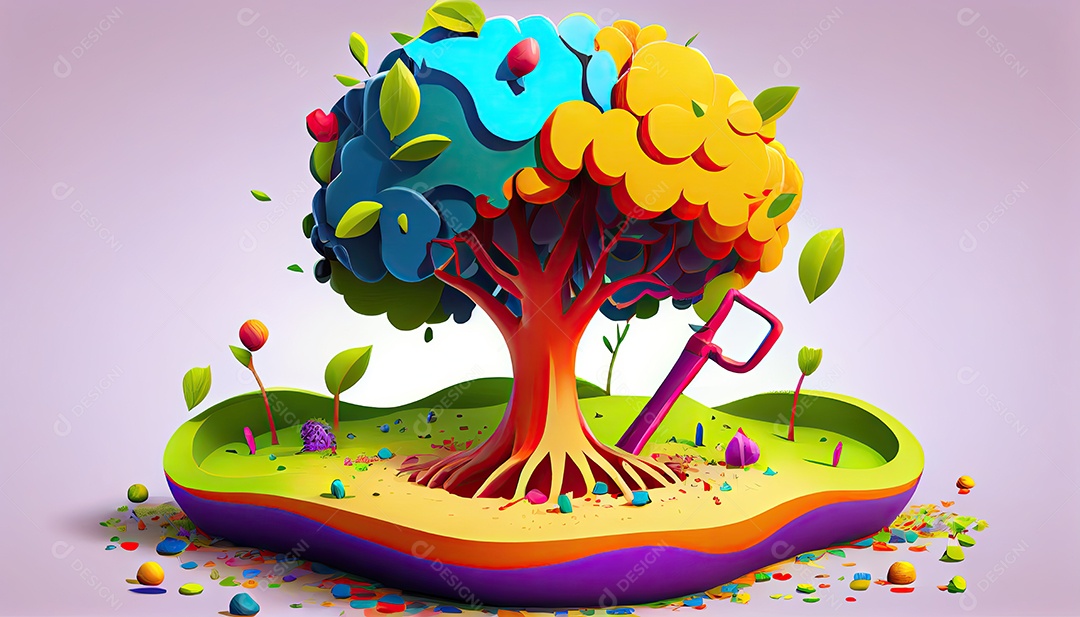 Projeto dos desenhos animados ilustração de plantação de árvores colorido Dia da Terra a importância de amar a natureza