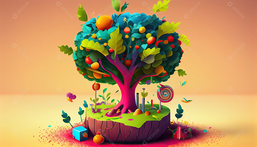 Projeto dos desenhos animados ilustração de plantação de árvores colorido Dia da Terra a importância de amar a natureza