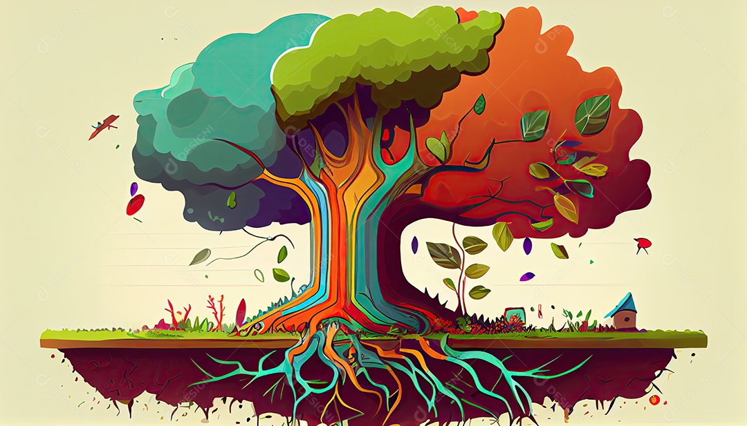 Projeto dos desenhos animados ilustração de plantação de árvores colorido Dia da Terra a importância de amar a natureza