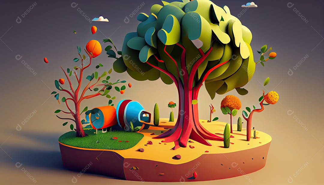 Projeto dos desenhos animados ilustração de plantação de árvores colorido Dia da Terra a importância de amar a natureza