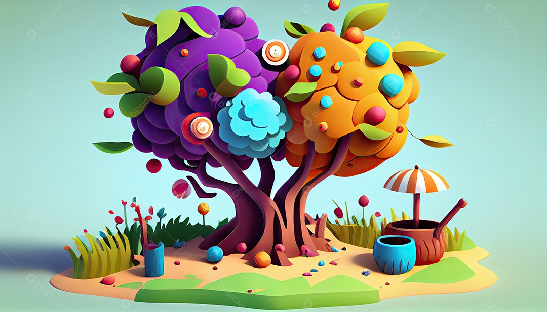 Projeto dos desenhos animados ilustração de plantação de árvores colorido Dia da Terra a importância de amar a natureza