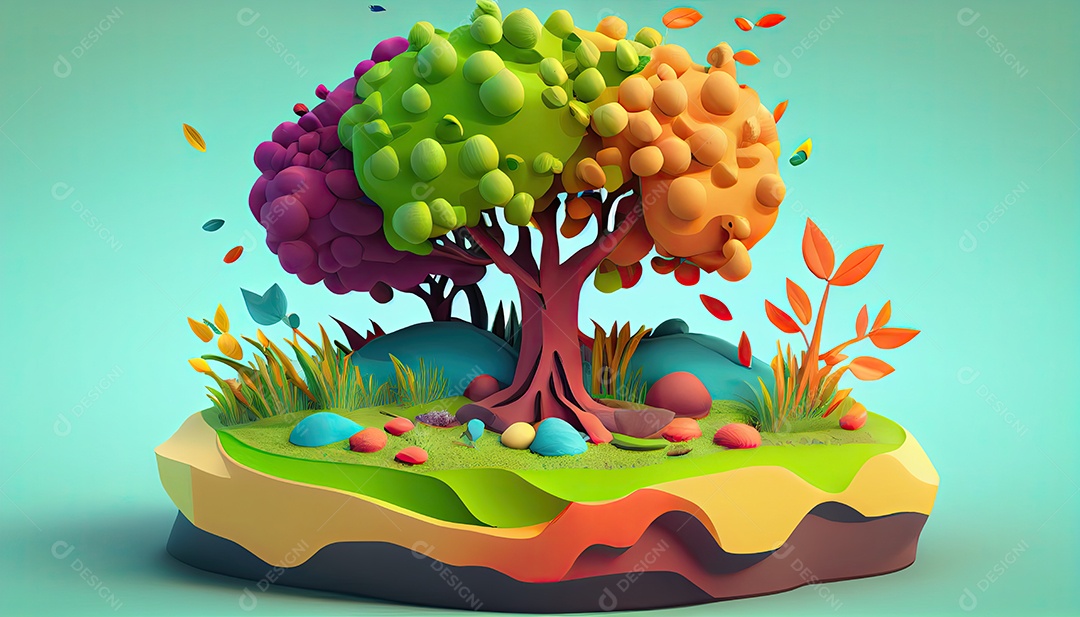 Projeto dos desenhos animados ilustração de plantação de árvores colorido Dia da Terra a importância de amar a natureza