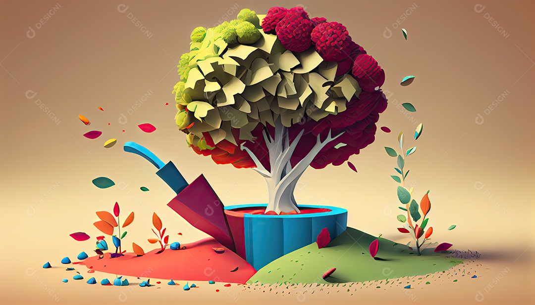 Projeto dos desenhos animados ilustração de plantação de árvores colorido Dia da Terra a importância de amar a natureza