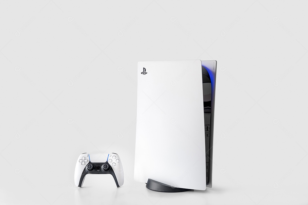 Console de jogos da próxima geração isolada no fundo branco