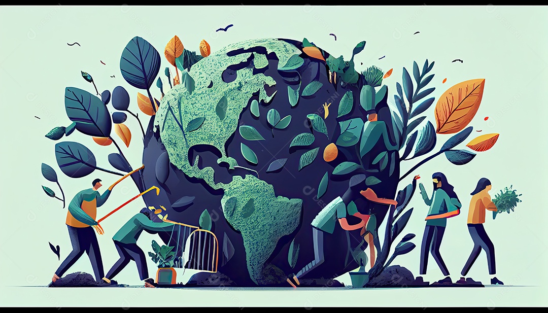 Vector cartoon mundo ambiente Dia da Terra a importância de amar a natureza