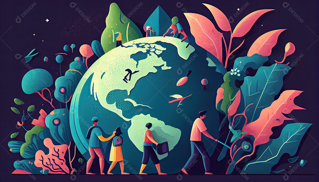 Vector cartoon mundo ambiente Dia da Terra a importância de amar a natureza