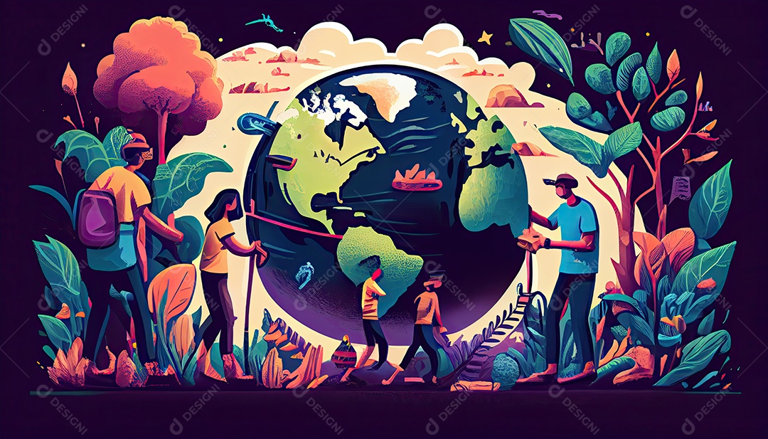 Vector cartoon mundo ambiente Dia da Terra a importância de amar a natureza