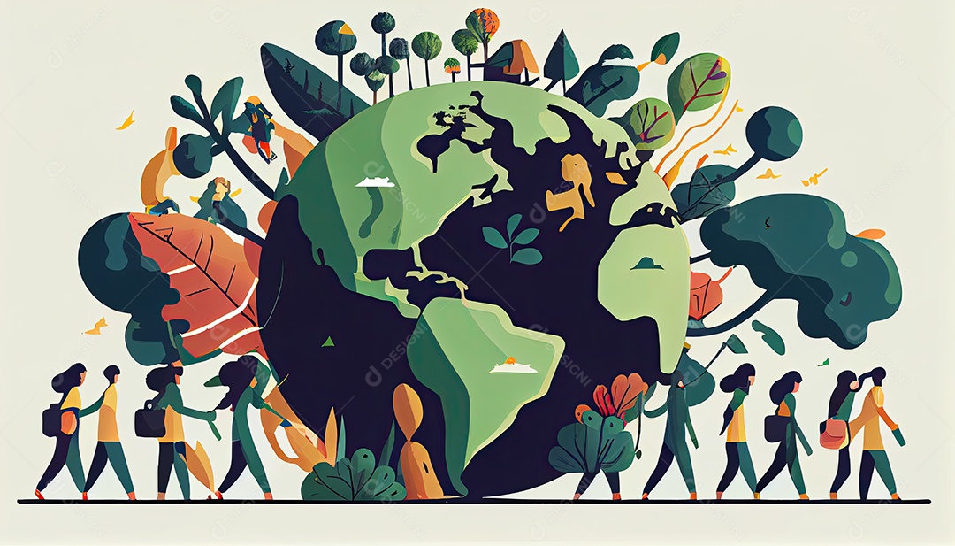 Vector cartoon mundo ambiente Dia da Terra a importância de amar a natureza