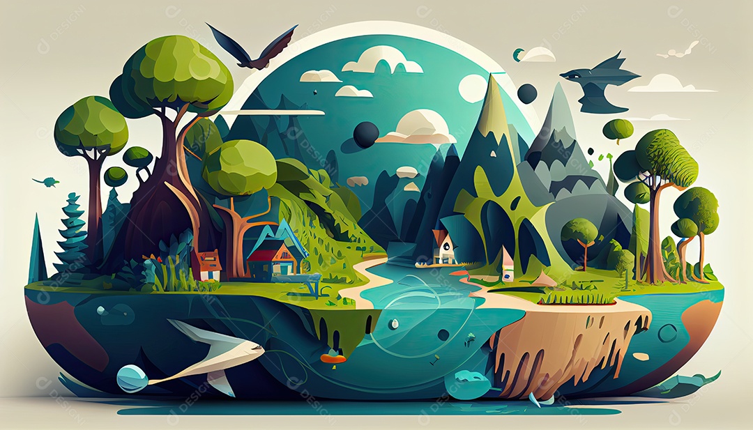 Vector cartoon mundo ambiente Dia da Terra a importância de amar a natureza